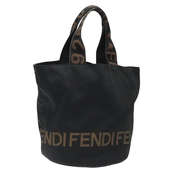 FENDI Hand Bag Canvas Black gold Auth 124349 - Picture 1 of 16